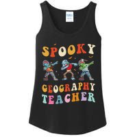 Spooky Geography Teacher Zombie Groovy Halloween Ghost Ladies Essential Tank