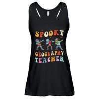 Spooky Geography Teacher Zombie Groovy Halloween Ghost Ladies Essential Flowy Tank