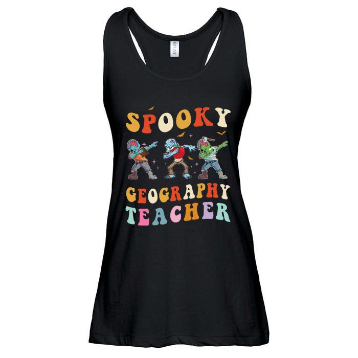 Spooky Geography Teacher Zombie Groovy Halloween Ghost Ladies Essential Flowy Tank