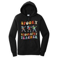 Spooky Geography Teacher Zombie Groovy Halloween Ghost Women's Pullover Hoodie