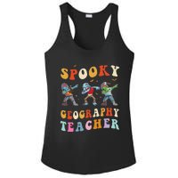 Spooky Geography Teacher Zombie Groovy Halloween Ghost Ladies PosiCharge Competitor Racerback Tank