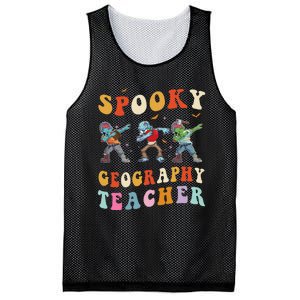 Spooky Geography Teacher Zombie Groovy Halloween Ghost Mesh Reversible Basketball Jersey Tank