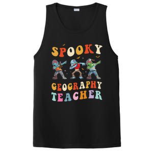 Spooky Geography Teacher Zombie Groovy Halloween Ghost PosiCharge Competitor Tank