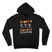 Spooky Geography Teacher Zombie Groovy Halloween Ghost Tall Hoodie