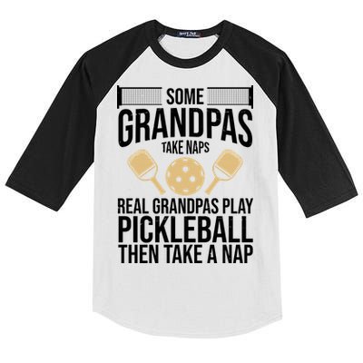 Some Grandpas Take Naps Real Grandpas Play Pickleball Funny Kids Colorblock Raglan Jersey