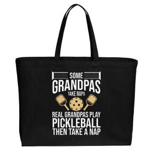 Some Grandpas Take Naps Real Grandpas Play Pickleball Funny Cotton Canvas Jumbo Tote