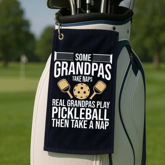 Some Grandpas Take Naps Real Grandpas Play Pickleball Funny Golf Towel