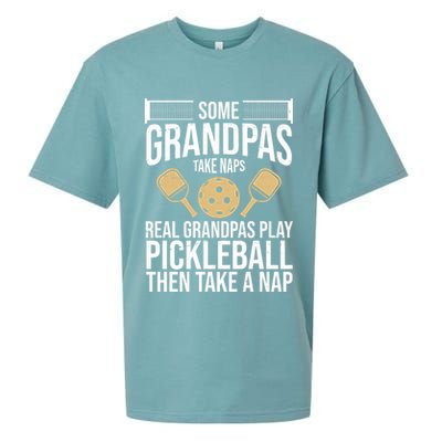 Some Grandpas Take Naps Real Grandpas Play Pickleball Funny Sueded Cloud Jersey T-Shirt