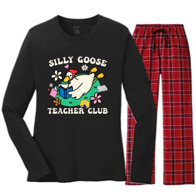 Silly Goose Teacher Club Women's Long Sleeve Flannel Pajama Set 