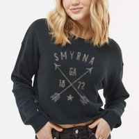 Smyrna Ga T Distressed Boho Style Home City Cropped Pullover Crew