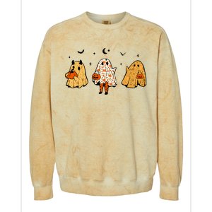 Spooky Ghosts Treat Or Treating Ghost Boo Spooky Squad Gift Colorblast Crewneck Sweatshirt