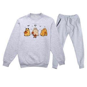 Spooky Ghosts Treat Or Treating Ghost Boo Spooky Squad Gift Premium Crewneck Sweatsuit Set