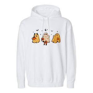 Spooky Ghosts Treat Or Treating Ghost Boo Spooky Squad Gift Garment-Dyed Fleece Hoodie