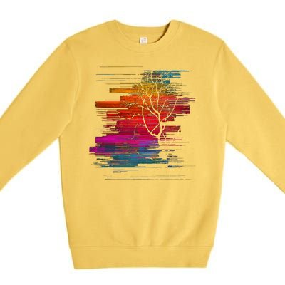 Sunset Glitch Tree Premium Crewneck Sweatshirt