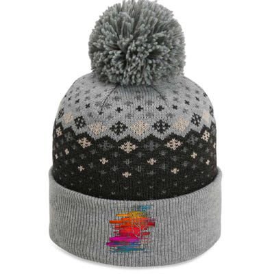 Sunset Glitch Tree The Baniff Cuffed Pom Beanie