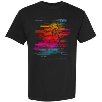 Sunset Glitch Tree Garment-Dyed Heavyweight T-Shirt