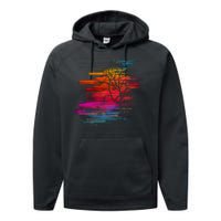 Sunset Glitch Tree Performance Fleece Hoodie