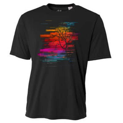 Sunset Glitch Tree Cooling Performance Crew T-Shirt