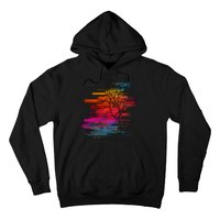 Sunset Glitch Tree Hoodie