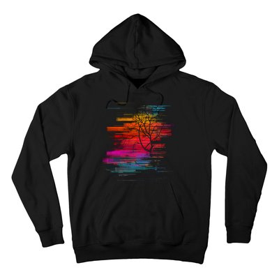 Sunset Glitch Tree Hoodie