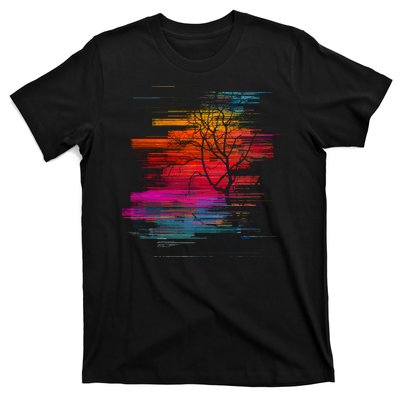 Sunset Glitch Tree T-Shirt