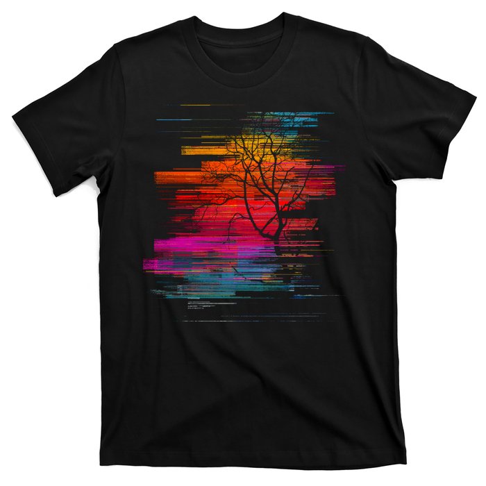 Sunset Glitch Tree T-Shirt