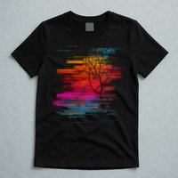 Sunset Glitch Tree T-Shirt