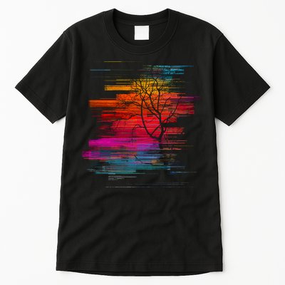 Sunset Glitch Tree Tall T-Shirt