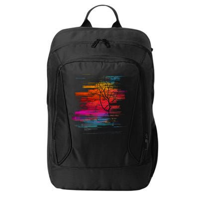 Sunset Glitch Tree City Backpack