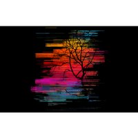 Sunset Glitch Tree Bumper Sticker