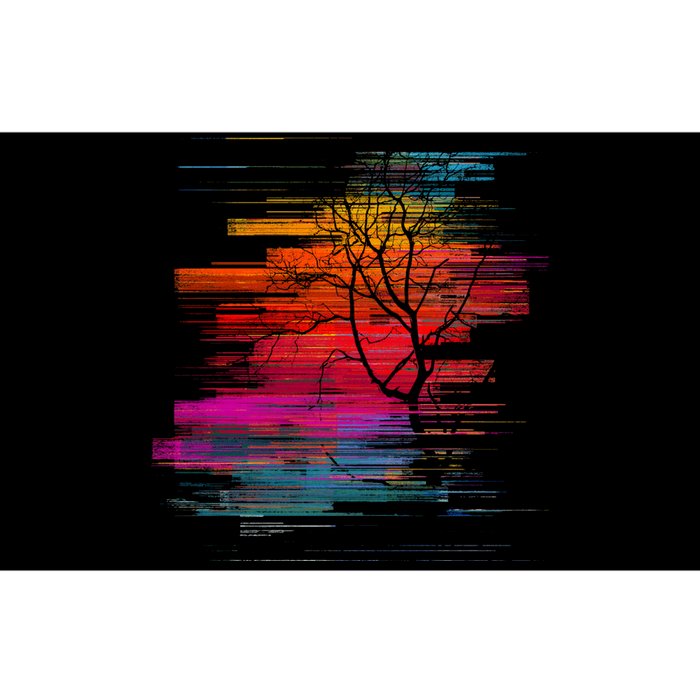 Sunset Glitch Tree Bumper Sticker