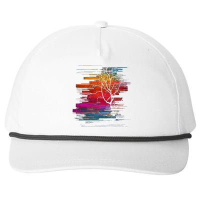 Sunset Glitch Tree Snapback Five-Panel Rope Hat