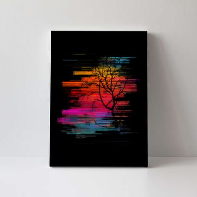 Sunset Glitch Tree Canvas