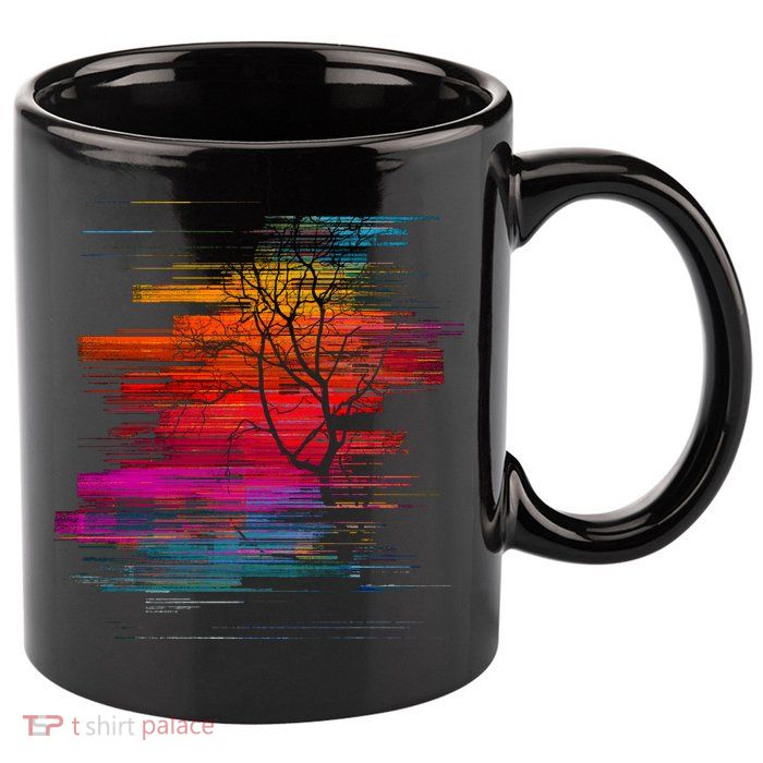 Sunset Glitch Tree 11oz C Handle Ceramic Mug