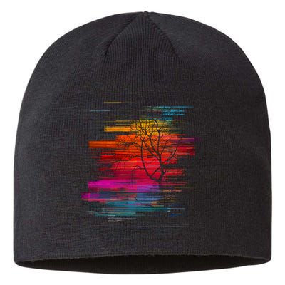 Sunset Glitch Tree Sustainable Beanie