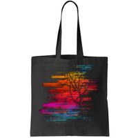 Sunset Glitch Tree Tote Bag