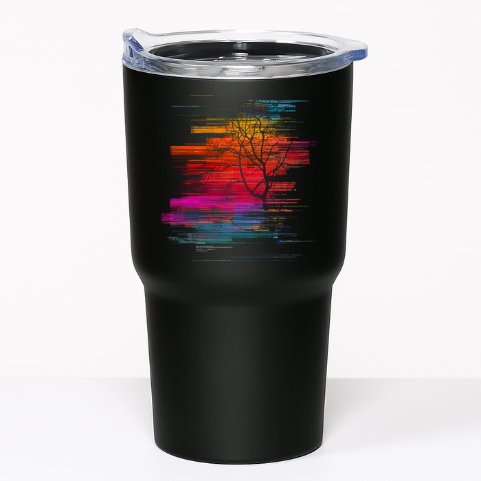 Sunset Glitch Tree Tumbler