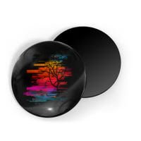 Sunset Glitch Tree Magnet