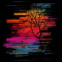 Sunset Glitch Tree Poster