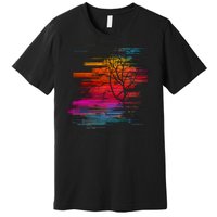 Sunset Glitch Tree Premium T-Shirt