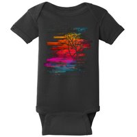 Sunset Glitch Tree Baby Bodysuit