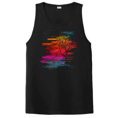 Sunset Glitch Tree PosiCharge Competitor Tank