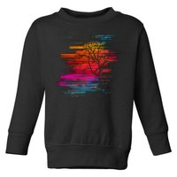 Sunset Glitch Tree Toddler Sweatshirt