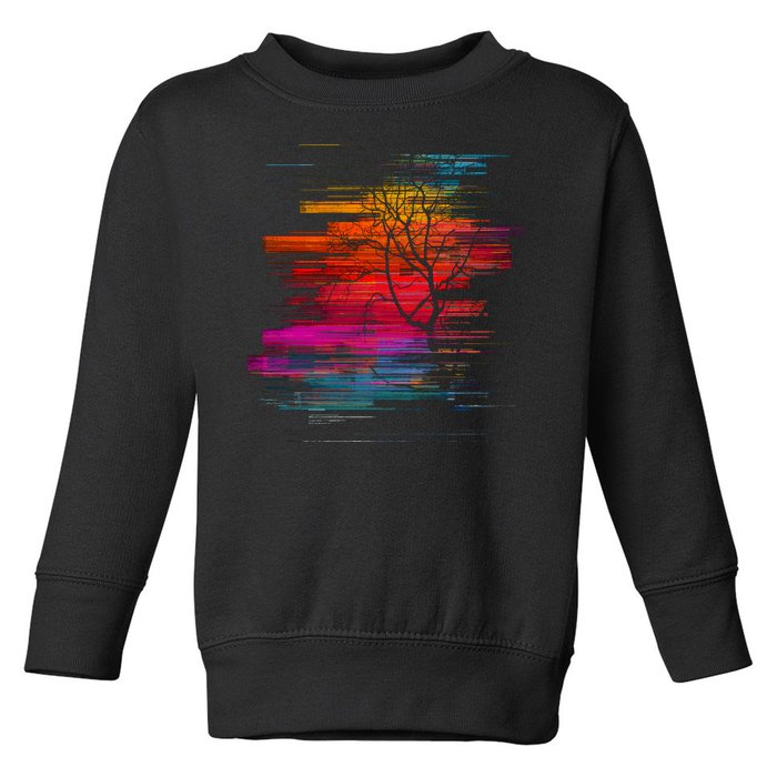 Sunset Glitch Tree Toddler Sweatshirt