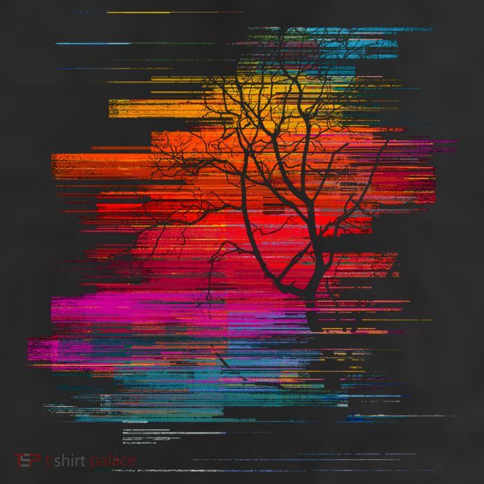 Sunset Glitch Tree Trucker Hat