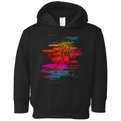 Sunset Glitch Tree Toddler Hoodie