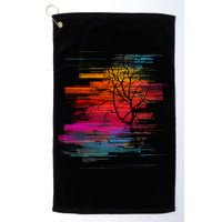 Sunset Glitch Tree Golf Towel