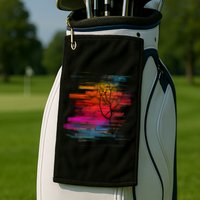 Sunset Glitch Tree Golf Towel