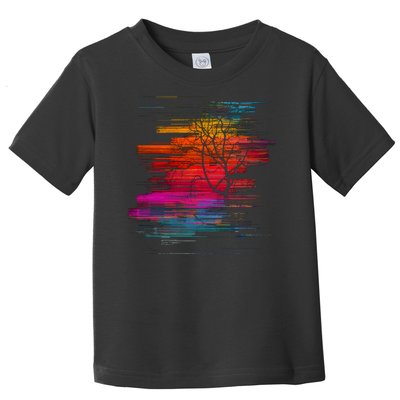 Sunset Glitch Tree Toddler T-Shirt