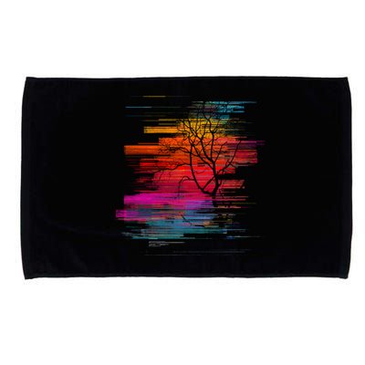 Sunset Glitch Tree Microfiber Hand Towel